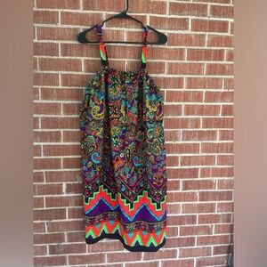vintage 60s handmade neon paisley floral midi dress